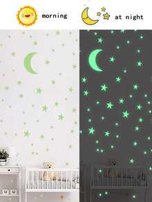2 piezas Adhesivo fluorescente luna & en forma de estrella - Verde - Ver 3