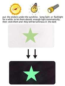 2 piezas Adhesivo fluorescente luna & en forma de estrella - Verde - Ver 4