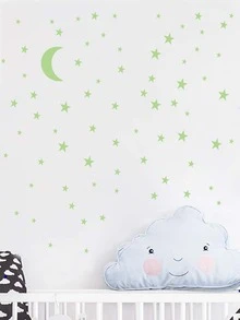 2 piezas Adhesivo fluorescente luna & en forma de estrella - Verde - Ver 7