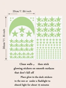 2 piezas Adhesivo fluorescente luna & en forma de estrella - Verde - Ver 8