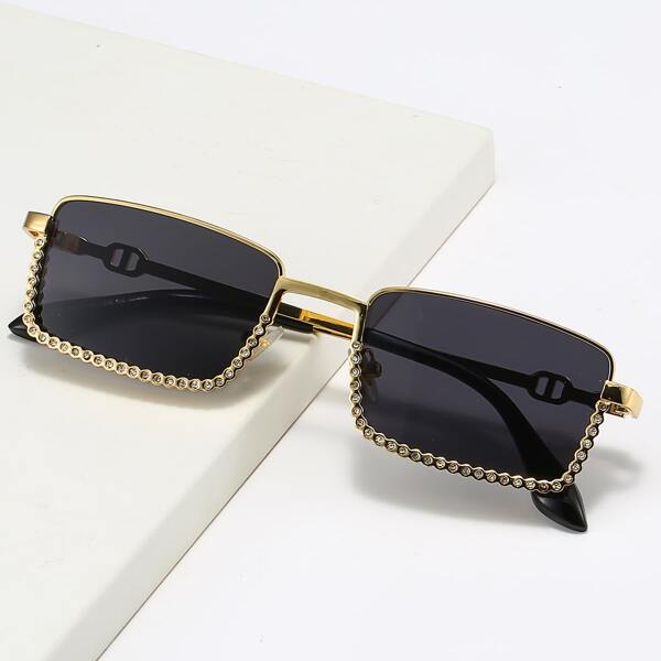 

Rhinestone Decor Square Frame Sunglasses