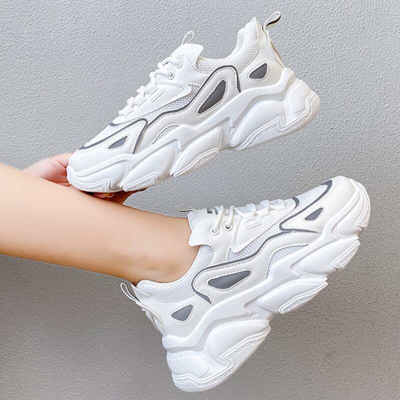 

Lace Up Front Mesh Panel Sneakers, White