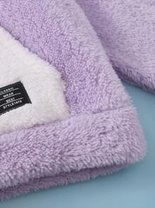 SHEIN Sudadera tipo teddy con hombros caídos y detalles de parches para niña preadolescente - Lila Púrpura - Ver 3