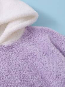 SHEIN Sudadera tipo teddy con hombros caídos y detalles de parches para niña preadolescente - Lila Púrpura - Ver 5
