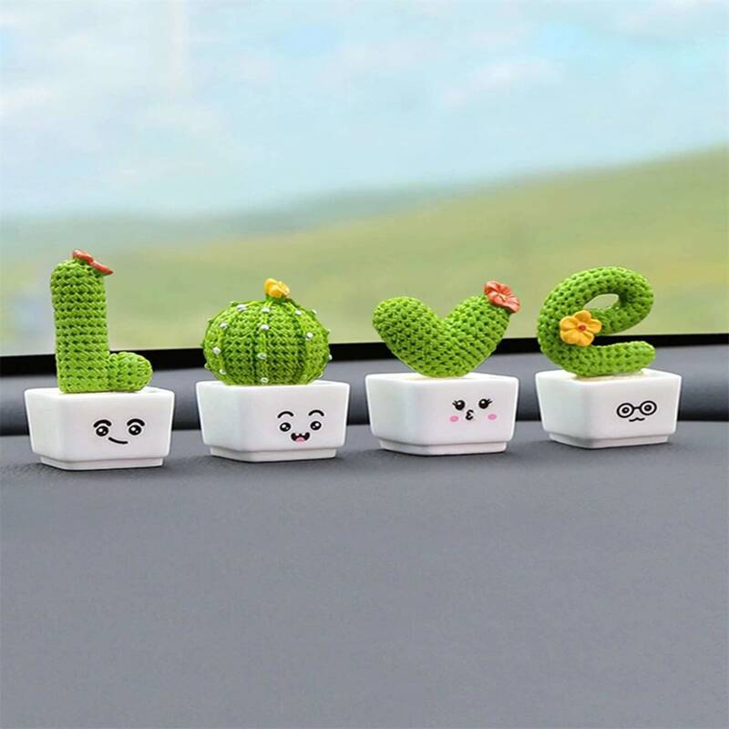 

4pcs Artificial Potted Mini Plant, Green