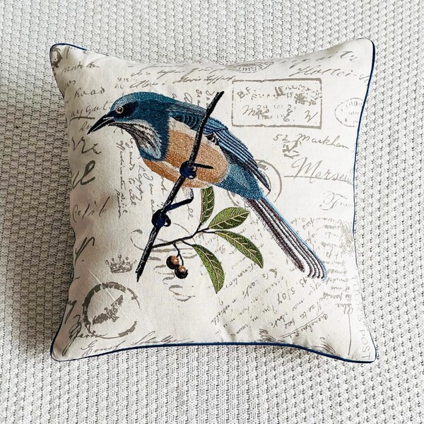 

Bird Embroidery Cushion Cover Without Filler, Multicolor