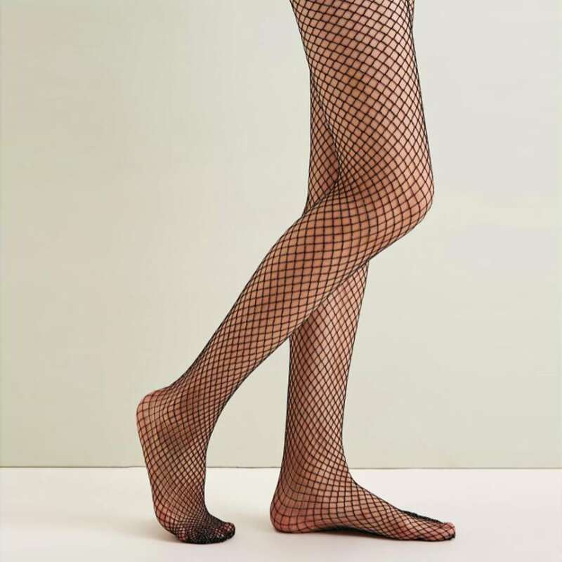 

1pc Solid Fishnet Tights, Black