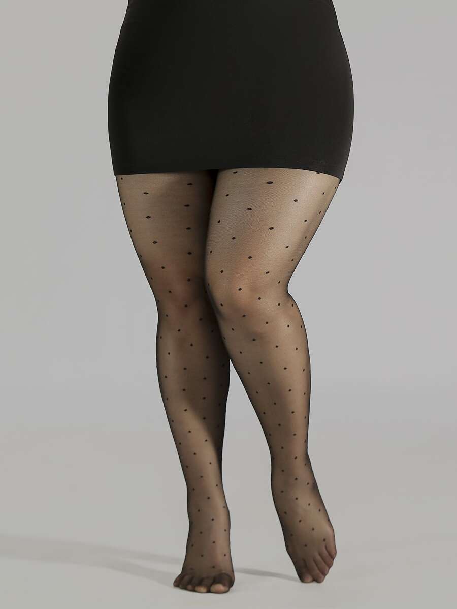 Quần tất bó chấm bi đen thời trang dành cho nữ, mặc thường ngày - màu đen - Xem 1