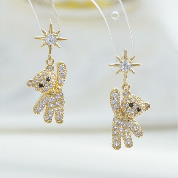 

14K Gold Plated Cartoon Bear Design Earrings