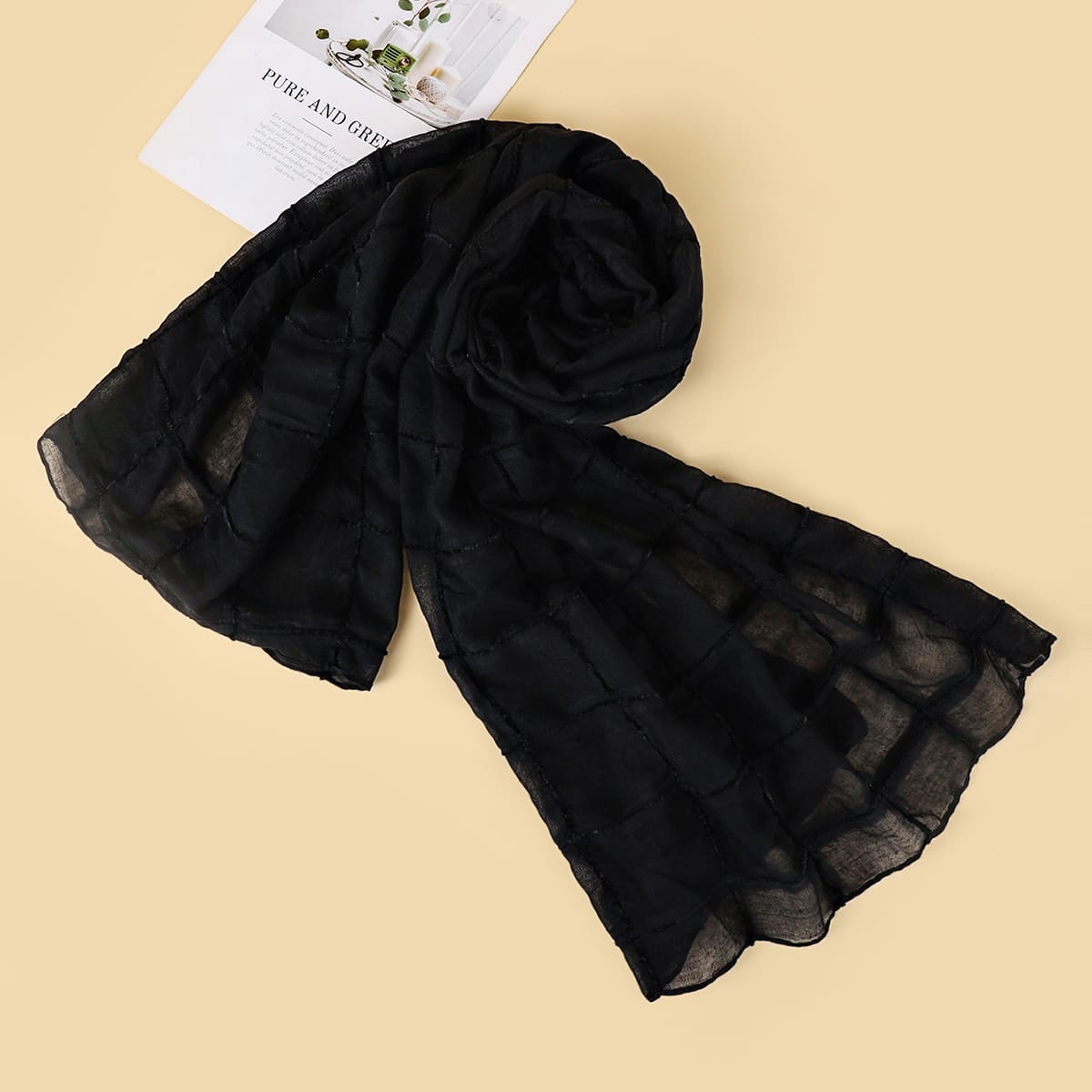 

1pc Solid Scarf, Black