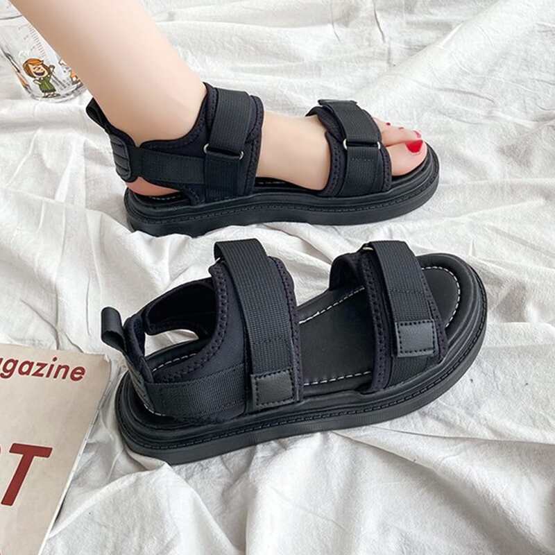 

Double Velcro Strap Sport Sandals, Black
