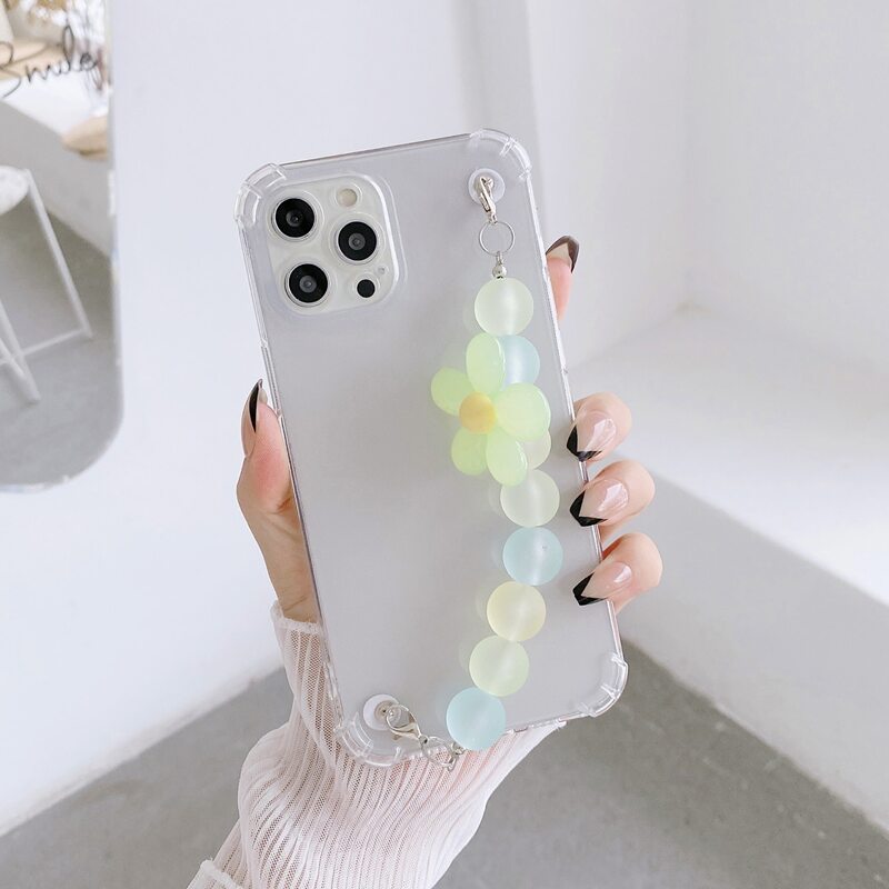 

Flower Decor Hand Strap Phone Case, Multicolor