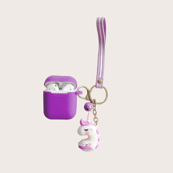 

Unicorn Pendant Decor Case For Airpods, Purple