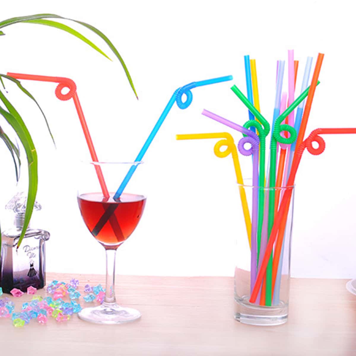 

50pcs Random Color Disposable Straw, Multicolor