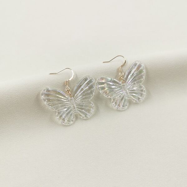 

Resin Butterfly Decor Drop Earrings, Clear
