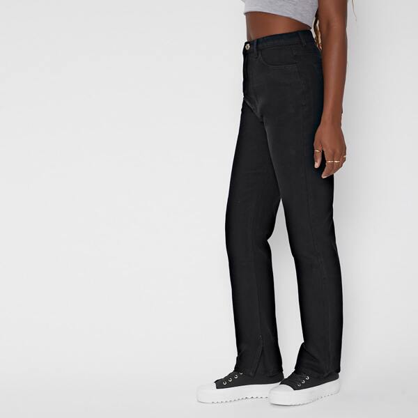 

Slant Pocket Straight Leg Jeans, Black