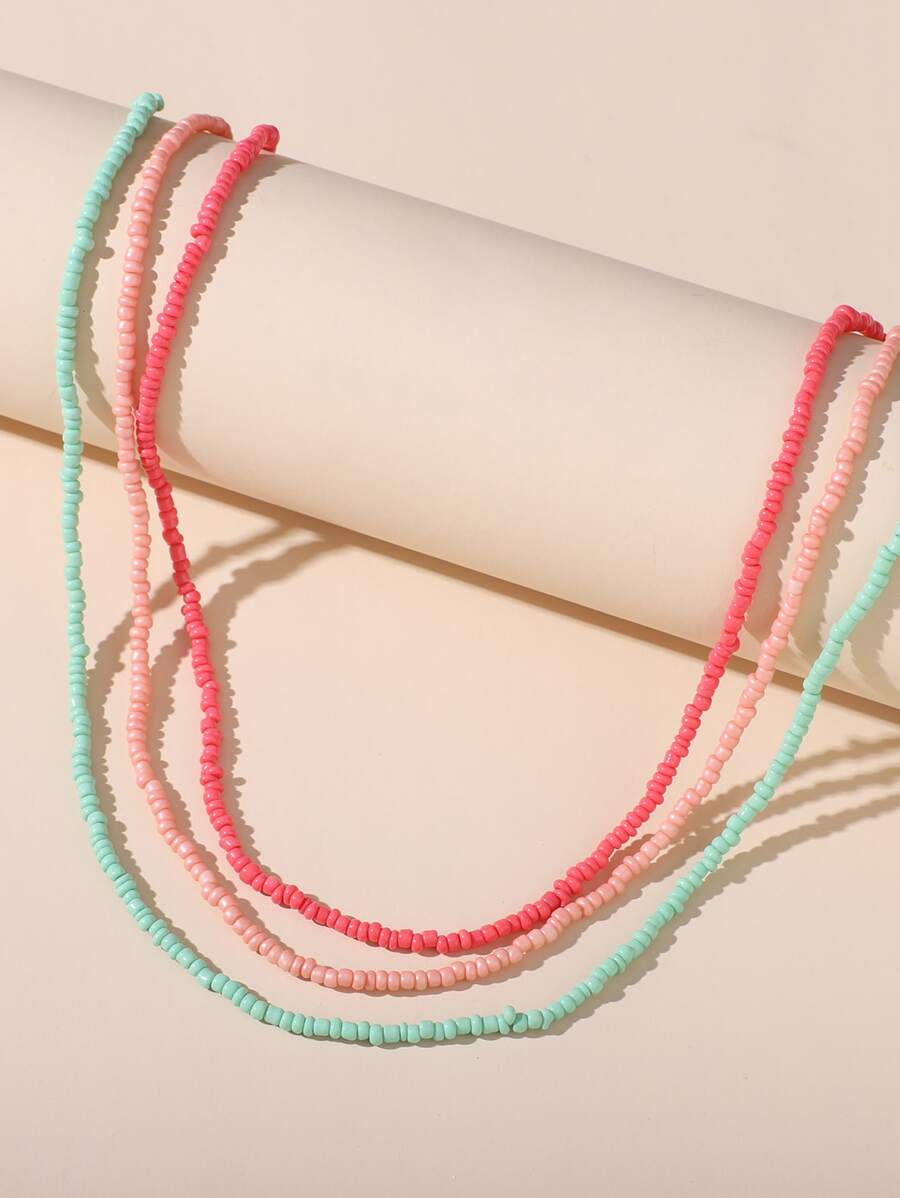 3 chiếc vòng cổ đính cườm đơn giản - Nhiều màu - Xem 1