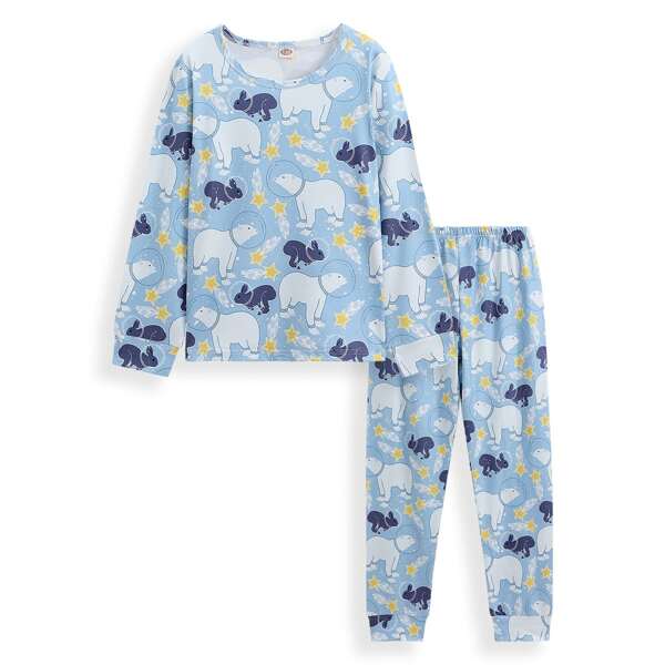 

для мальчиков Пижама медведя и с принтом кролика, Синий