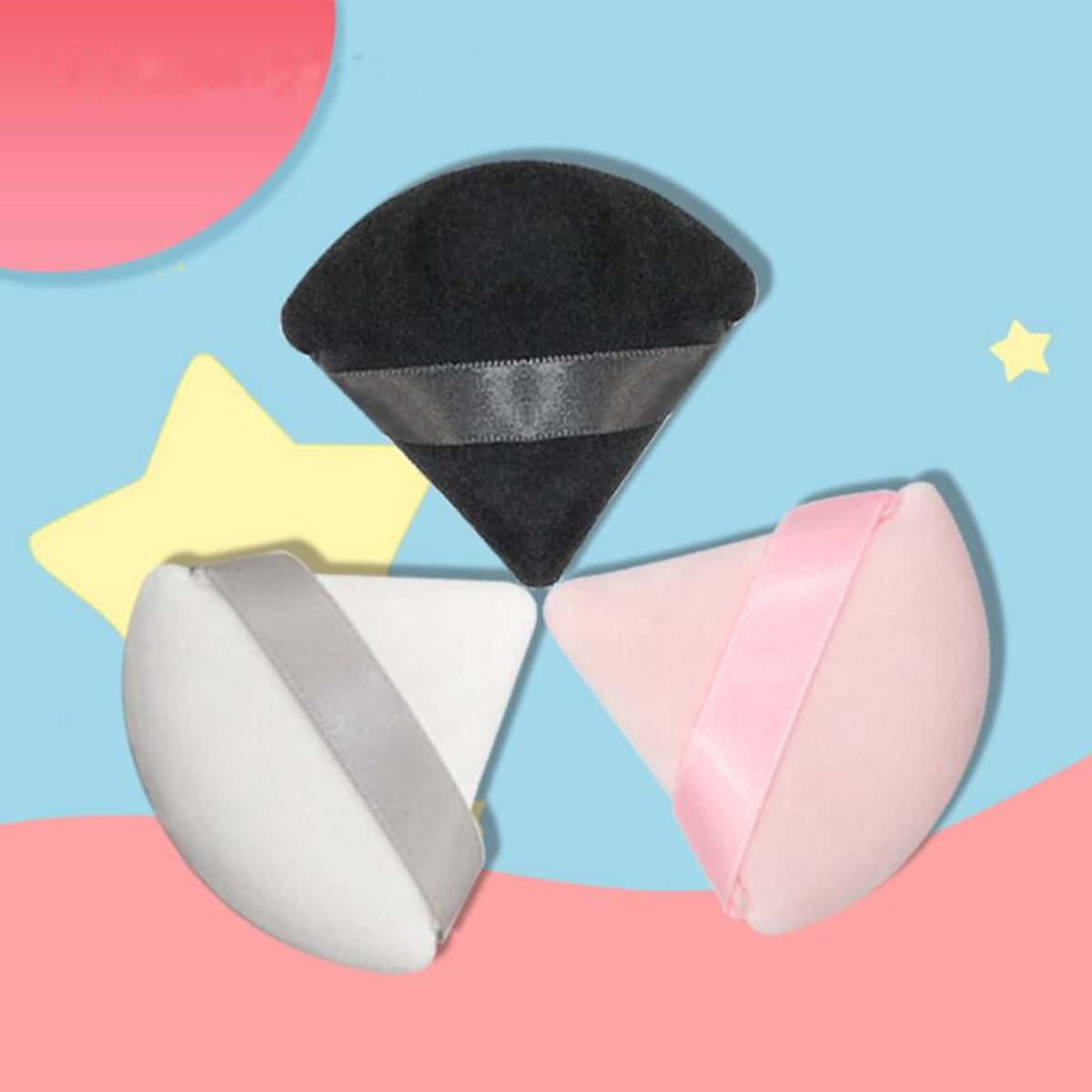 

2pcs Random Color Fan Shaped Powder Puff, Multicolor