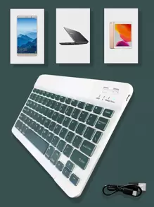 Teclado inalámbrico Bluetooth mini silencioso de 10 pulgadas, compatible con teléfonos inteligentes, iPads, 3 sistemas, capacidad de batería de 150mAh - Verde Oscuro - Ver 4