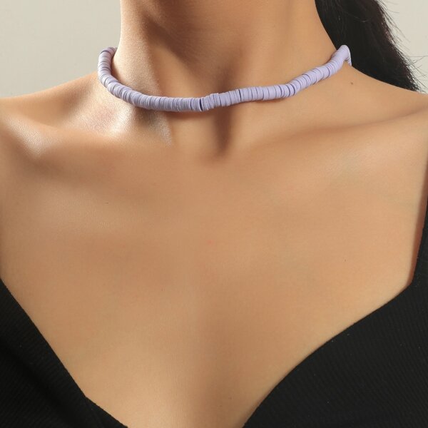

Simple Beaded Necklace, Purple
