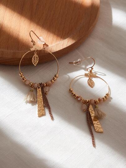 SHEIN VCAY 流蘇和樹葉耳墜