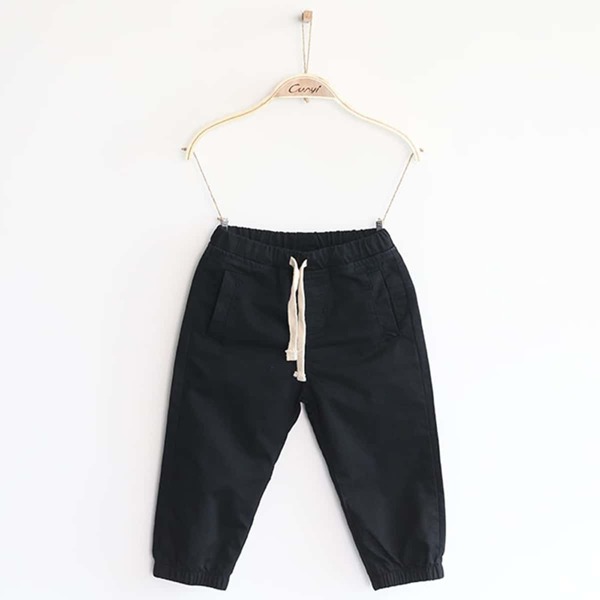 

Boys Drawstring Waist Carrot Pants, Black