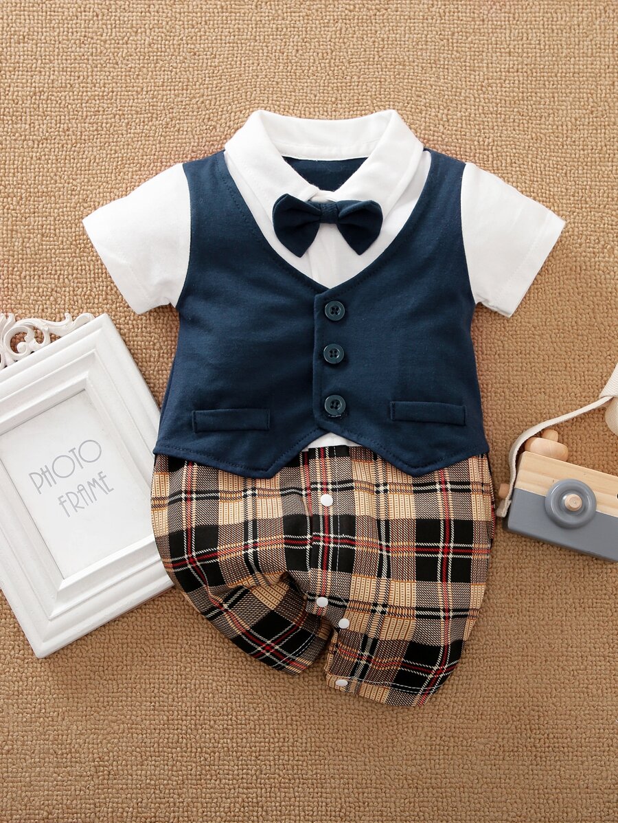 Yierying Rompers Em bé Nơ Bướm Khối Màu - Nhiều màu - Xem 1