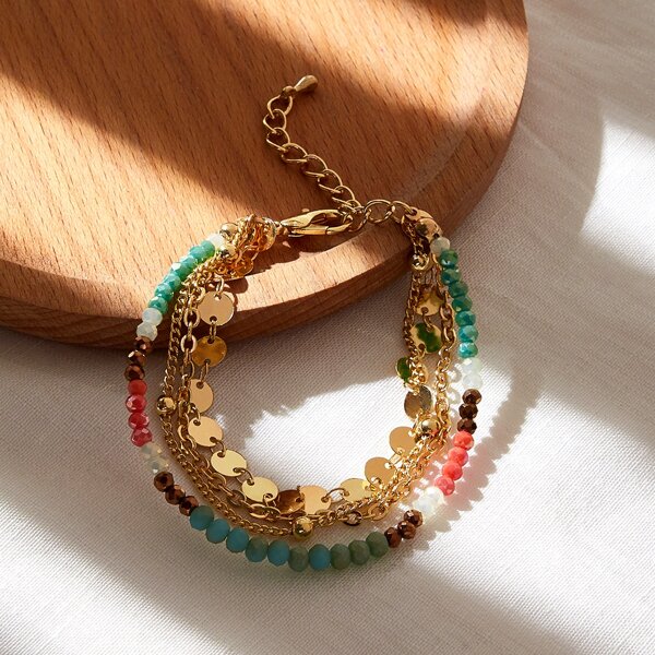 

Bead Decor Layered Bracelet, Multicolor