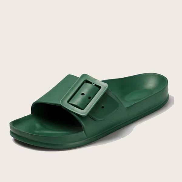 

Minimalist Buckle Decor Slides, Green