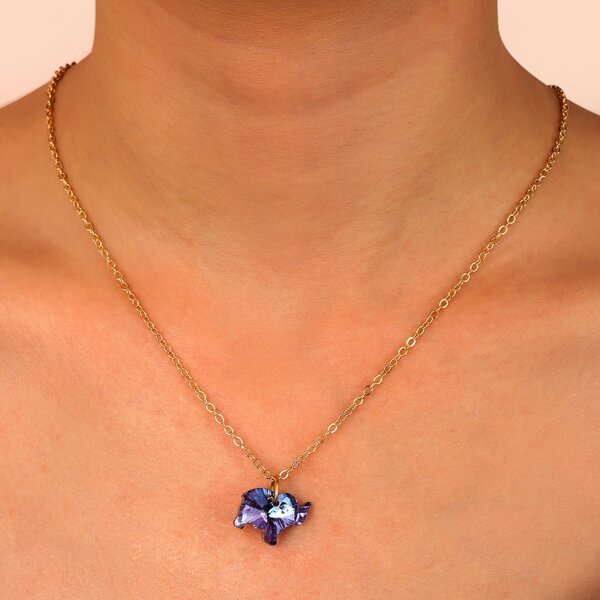 

Crystal Elephant Decor Necklace, Purple