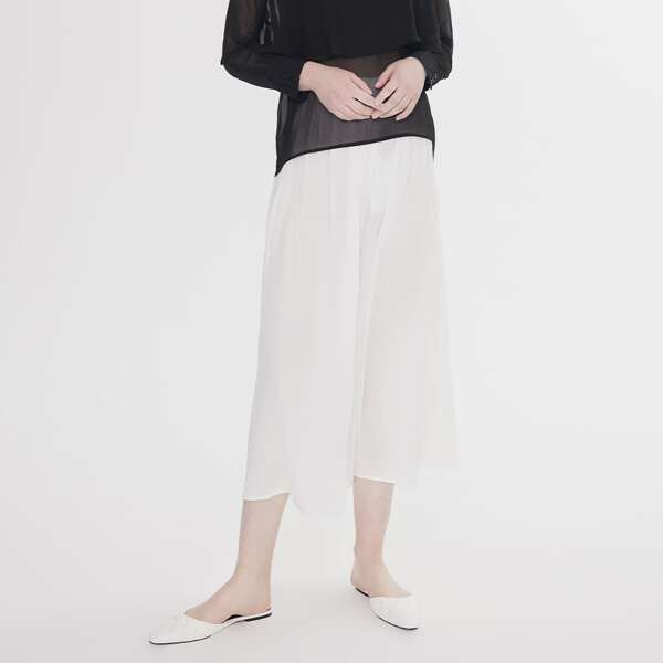 

Solid Wide Leg Pants, White