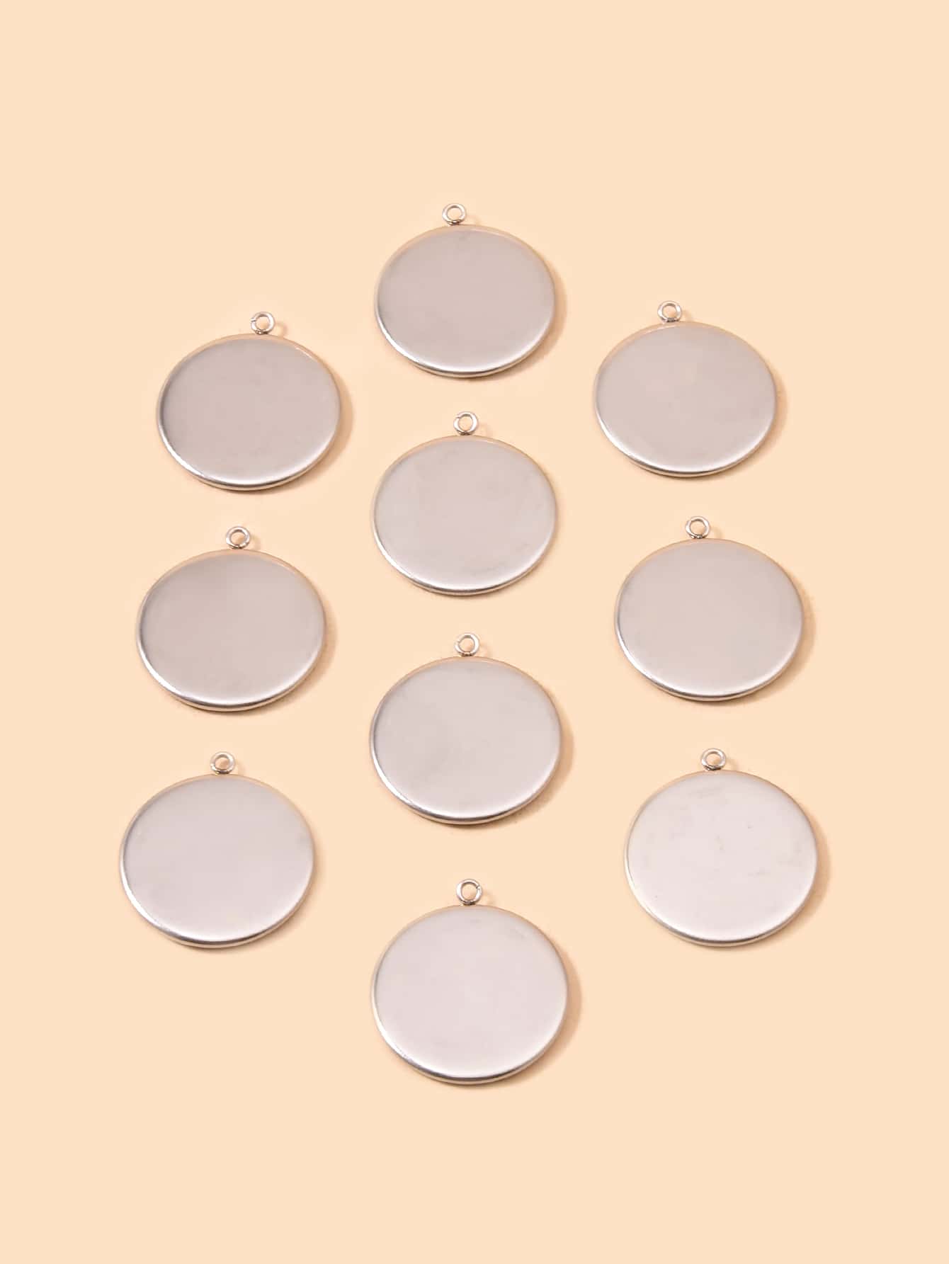 10 piezas Accesorios de acero inoxidable redondo DIY - Plateado - Ver 1