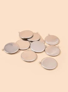 10 piezas Accesorios de acero inoxidable redondo DIY - Plateado - Ver 2