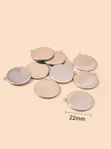 10 piezas Accesorios de acero inoxidable redondo DIY - Plateado - Ver 3