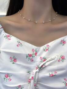 Vòng cổ trang trí ngọc trai giả - Vàng - Xem 1