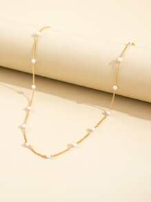 Vòng cổ trang trí ngọc trai giả - Vàng - Xem 3