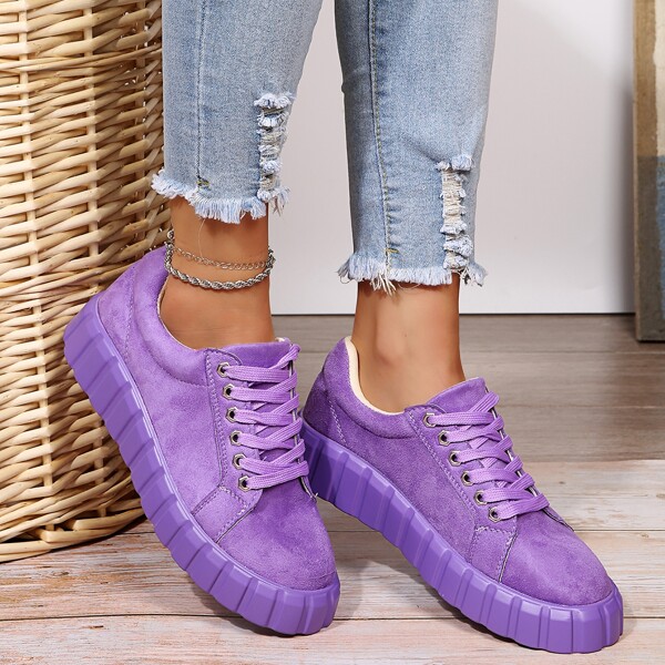 

Lace0-up Front Suede Skate Shoes, Purple
