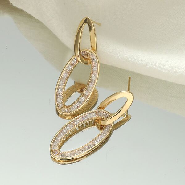

14K Gold Plated Zircon Decor Drop Earrings