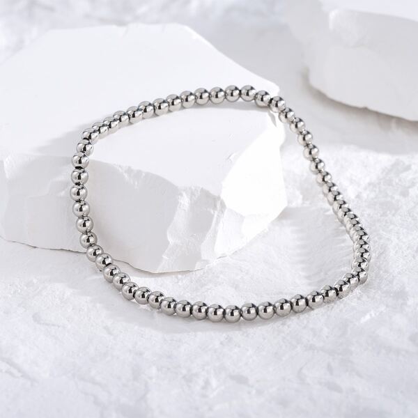

Round Beaded Bracelet, Silver