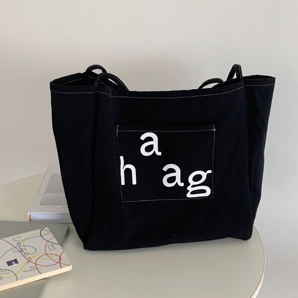 

Letter Graphic Tote Bag, Black