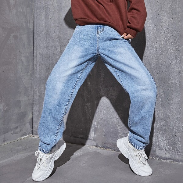 

High Waist Straight Leg Jeans, Light wash