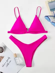Swim Basics Summer Beach Triangle High Cut Bikini