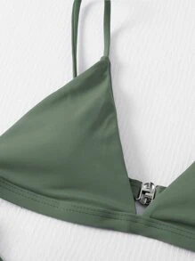 SHEIN Swim Summer Beach Mono Bikini Set Triangle Bra & High Cut Bottom 2 Pieces Bikini - Army Green - View 5