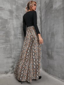 SHEIN LUNE Pantalones de pierna ancha de tartán sin cinturón - Multicolor - Ver 2