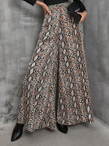 SHEIN LUNE Pantalones de pierna ancha de tartán sin cinturón - Multicolor - Ver 6