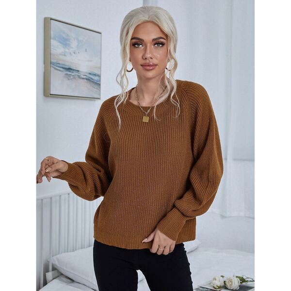 

Raglan Sleeve Sweater, Rust brown