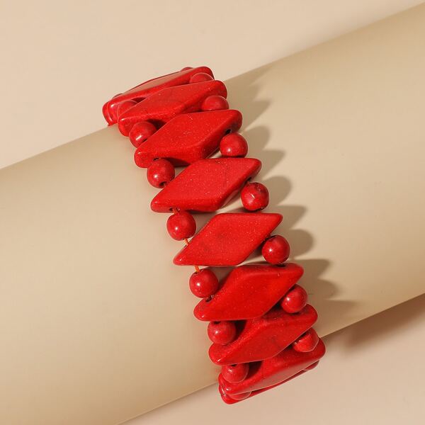 

Stone Beaded Bracelet, Red