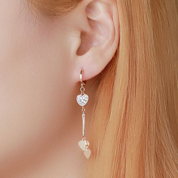 

18K Gold Plated Zircon Heart Drop Earrings