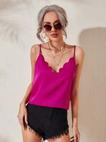 SHEIN Scallop Edge Solid Cami Top